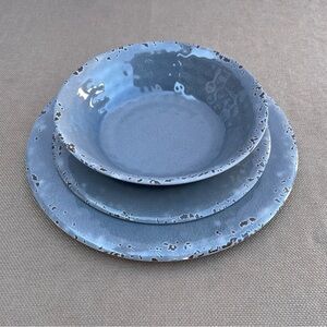 Melange 12-Piece Melamine “Gray Rustic” Dinnerware Set